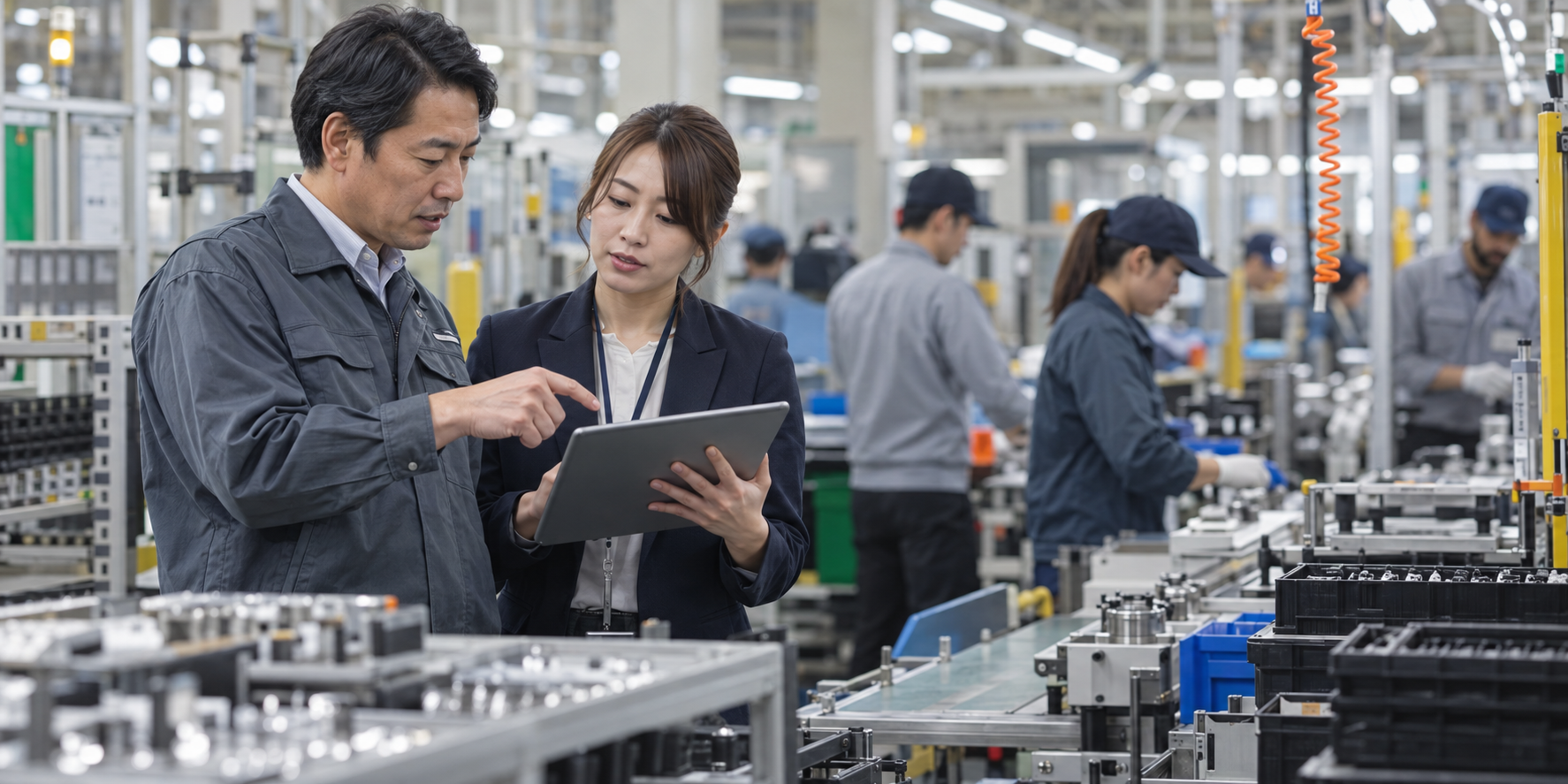 製造現場で人員計画を確認する担当者